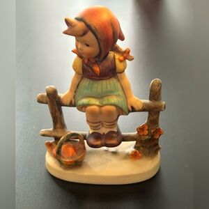 Vintage Goebel Hummel Girl Sitting on Fence Figurine W Germany